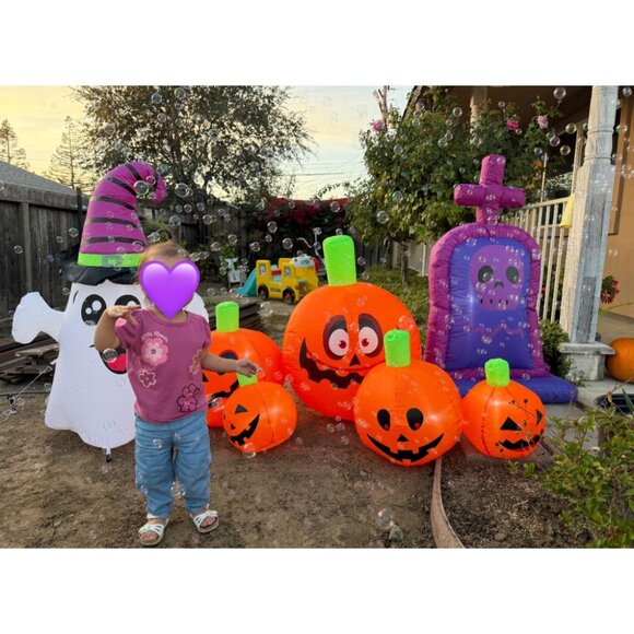 🆕4FT Christmas Inflatable Pumpkin Tombstone Window Wall Roof Outdoor Decoration - Picture 2 of 12